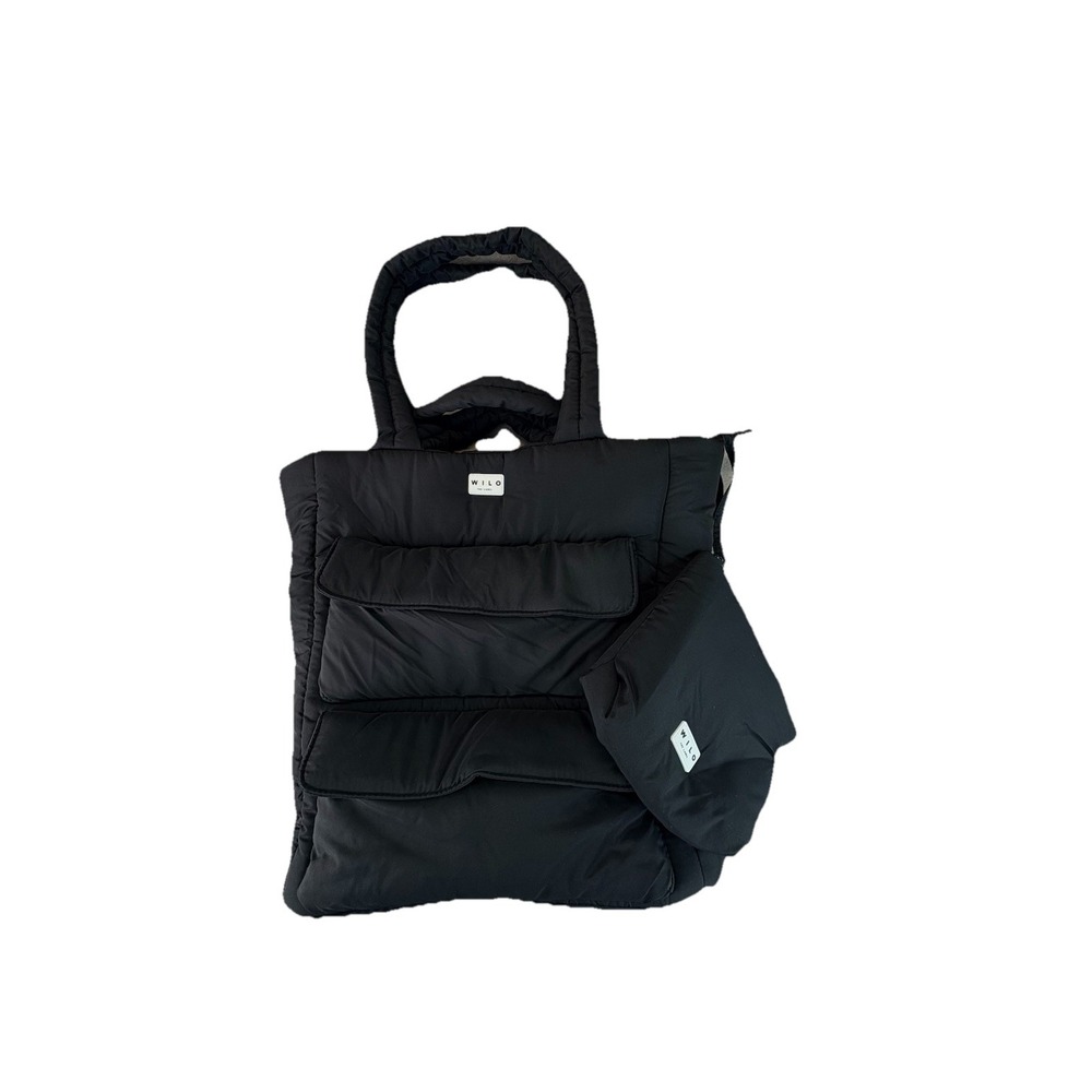 WILO The Label Puffer Quilted Pocket Travel Bag Weekender Tote Black
